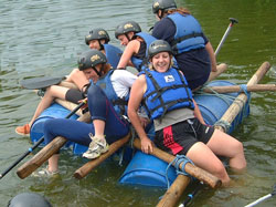 adventure activities, wales, raft building